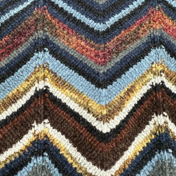 Croft & Barrow VTG 80s LARGE Chevron Striped Chenille Crewneck Sweater Cosby Mod - Picture 5 of 6